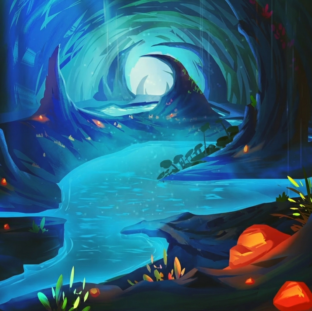 Underwater cave painting